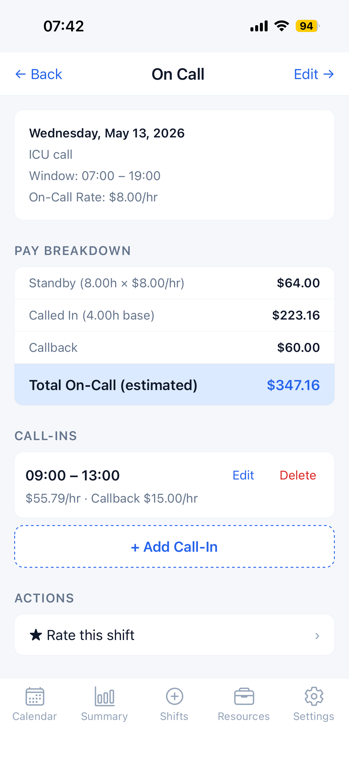 BadgeBoard On-call screen